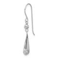 Single 14K White Gold Grooved Puffed Teardrop Shepherd Hook Earring