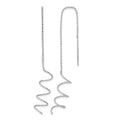14k White Gold Polished Diamond-cut Spiral Threader Earrings