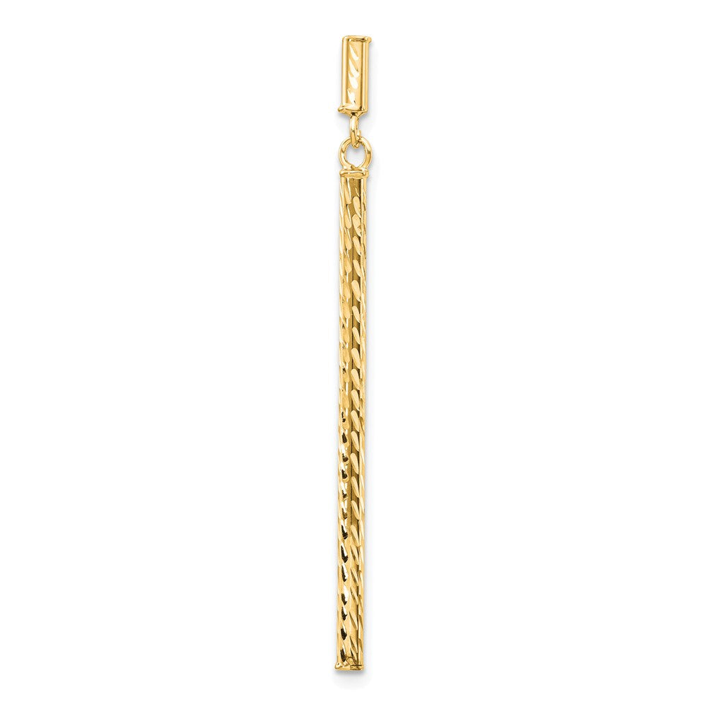 Single 14k Polished and Diamond-cut Bar Dangle Post Earring