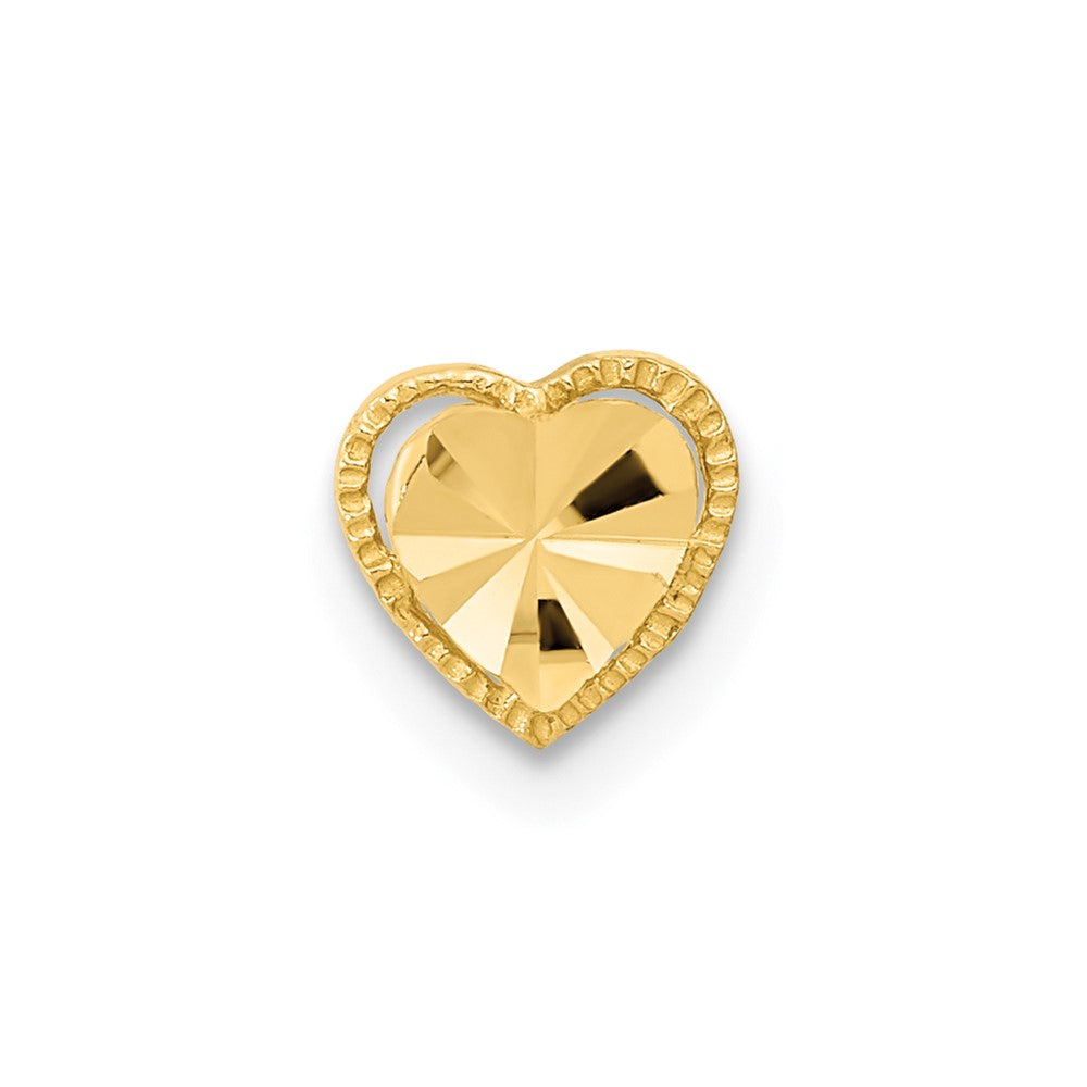 Single 14k Polished Diamond-cut Heart Post Earring