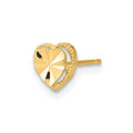 Single 14k Polished Diamond-cut Heart Post Earring