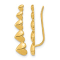 14k Gold Heart Polished Ear Climber Earrings