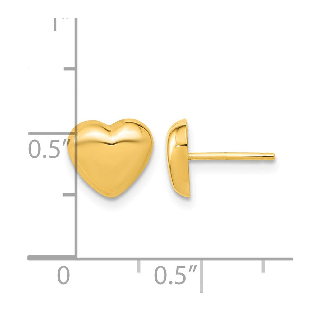 14k Gold Polished Heart Post Earrings