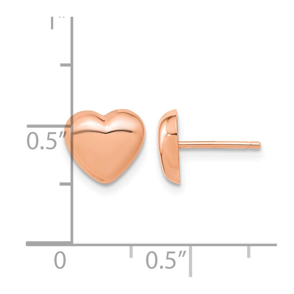 14k Rose Gold Polished Heart Post Earrings