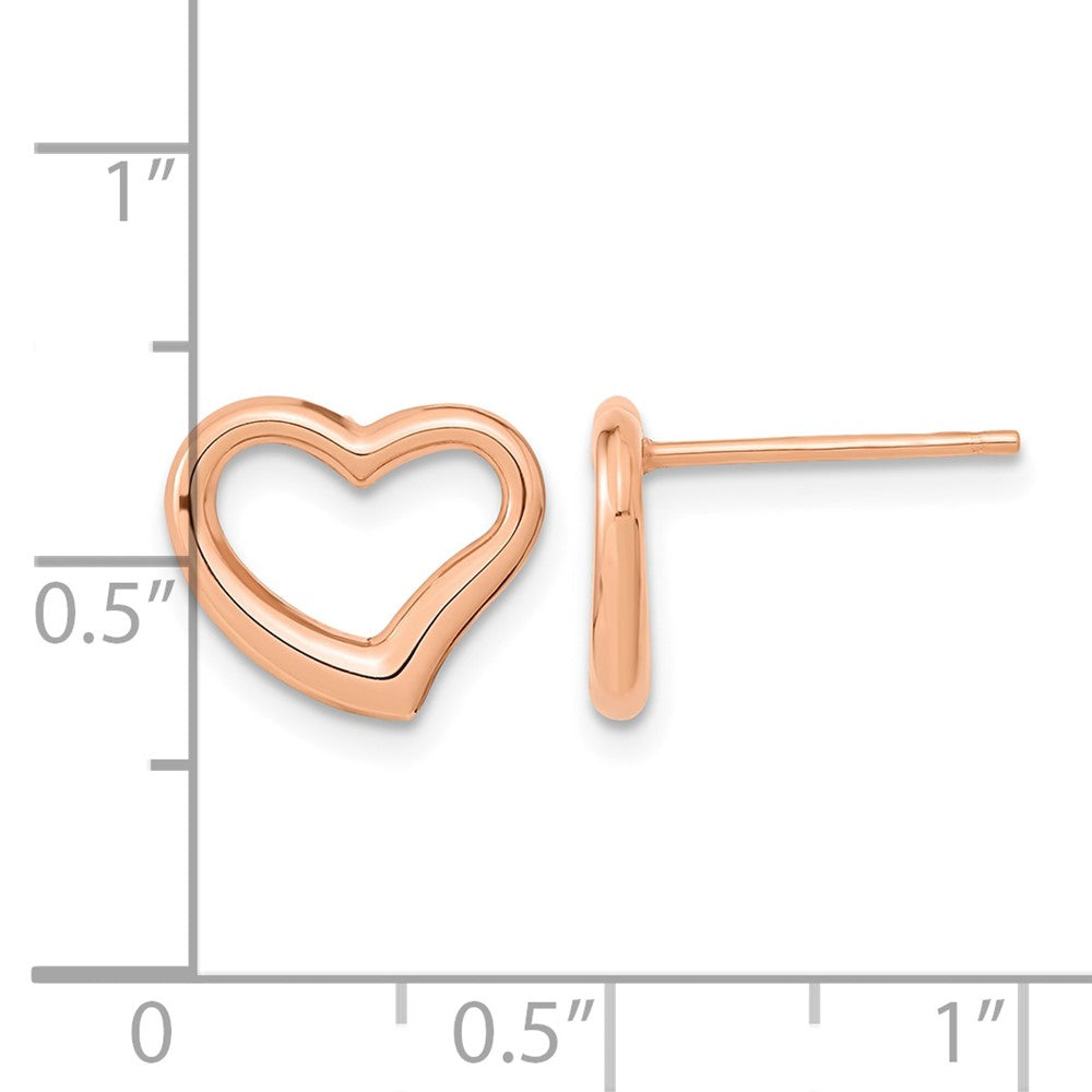 14k Rose Gold Polished Heart Post Earrings