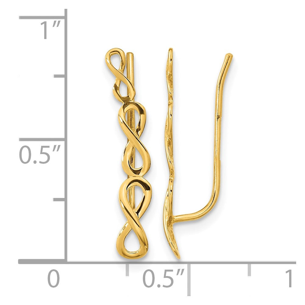 14k Gold Polished Infinity Ear Climber Earrings