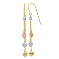 14k Tri-color D/C Triple Heart Dangle Shepherd Hook Earrings