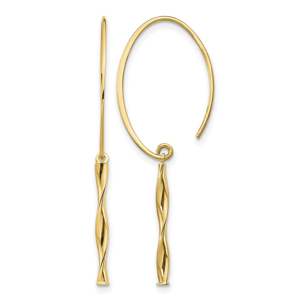 14K Twist Bar Dangle Earrings