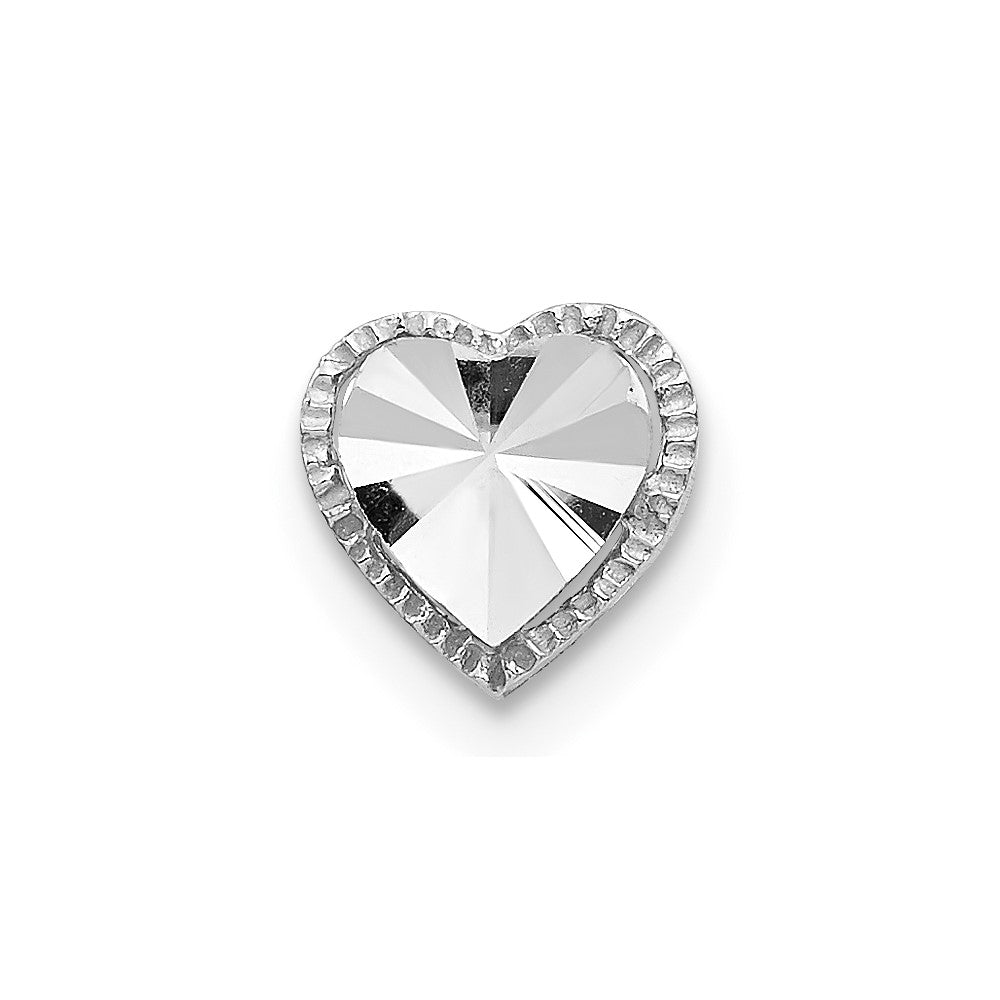 Single 14K White Gold Diamond-Cut Heart Post Earring
