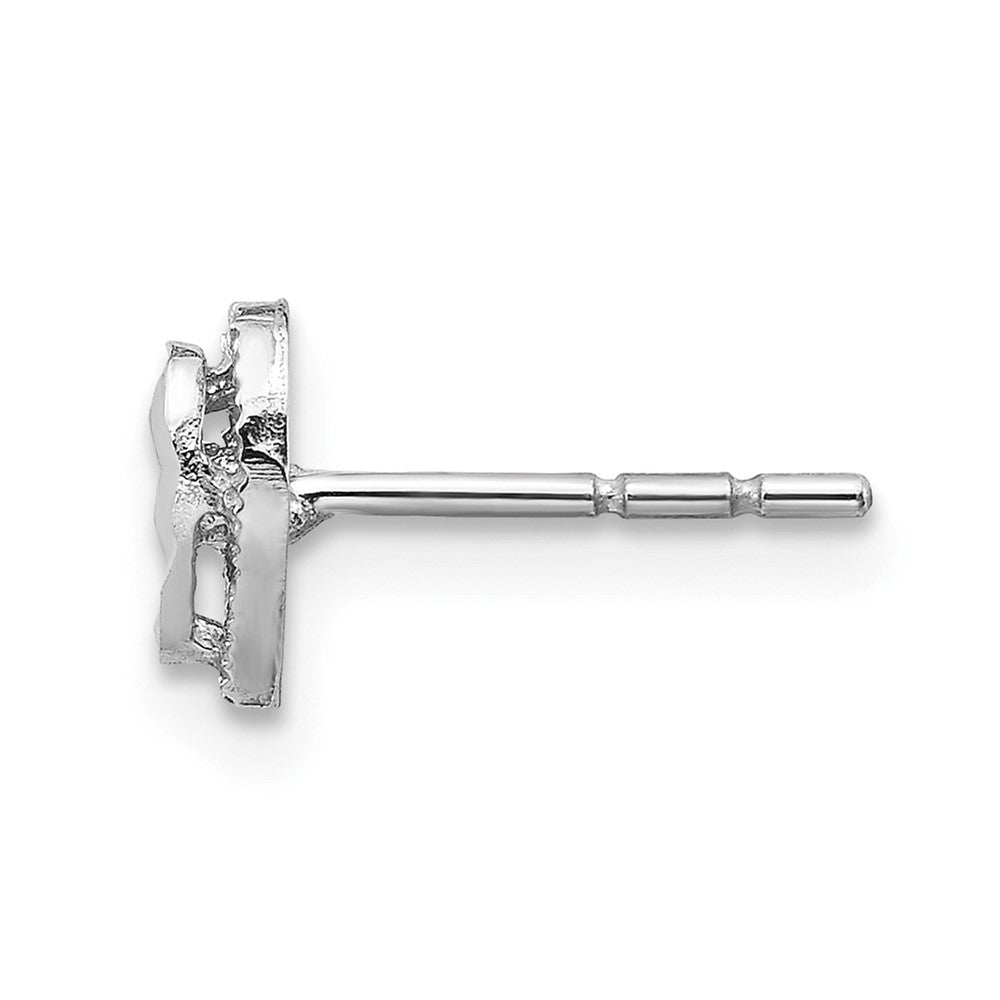 Single 14K White Gold Diamond-Cut Heart Post Earring