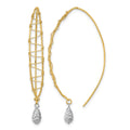 14k Two-tone Polished Wire Wrapped Diamond Cut Wire Dangle Earrings