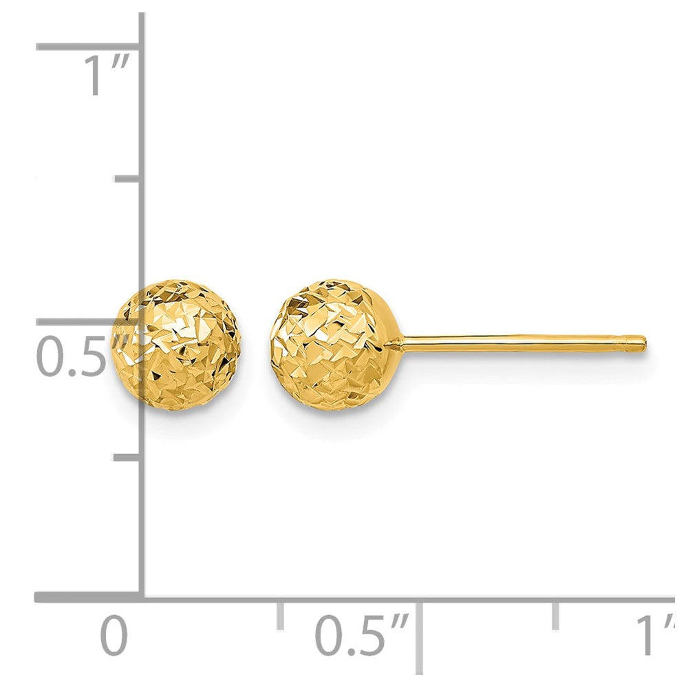 14k 6mm Diamond-Cut Ball Post Earrings