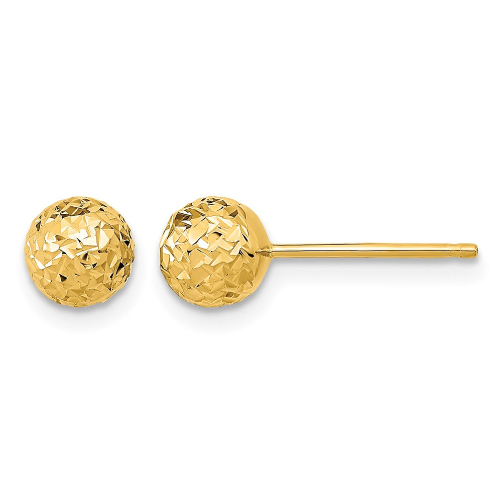 14k 6mm Diamond-Cut Ball Post Earrings