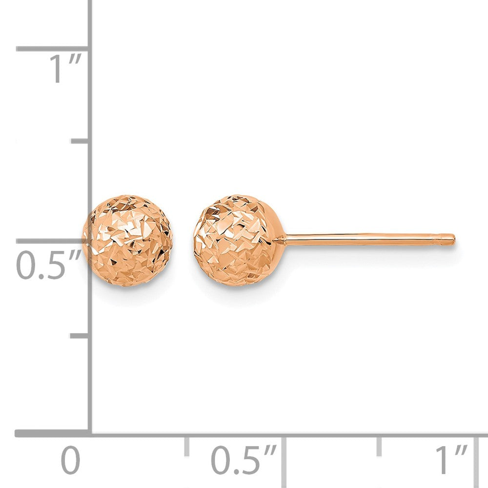 14k Rose Gold 6mm Diamond-Cut Ball Post Earrings