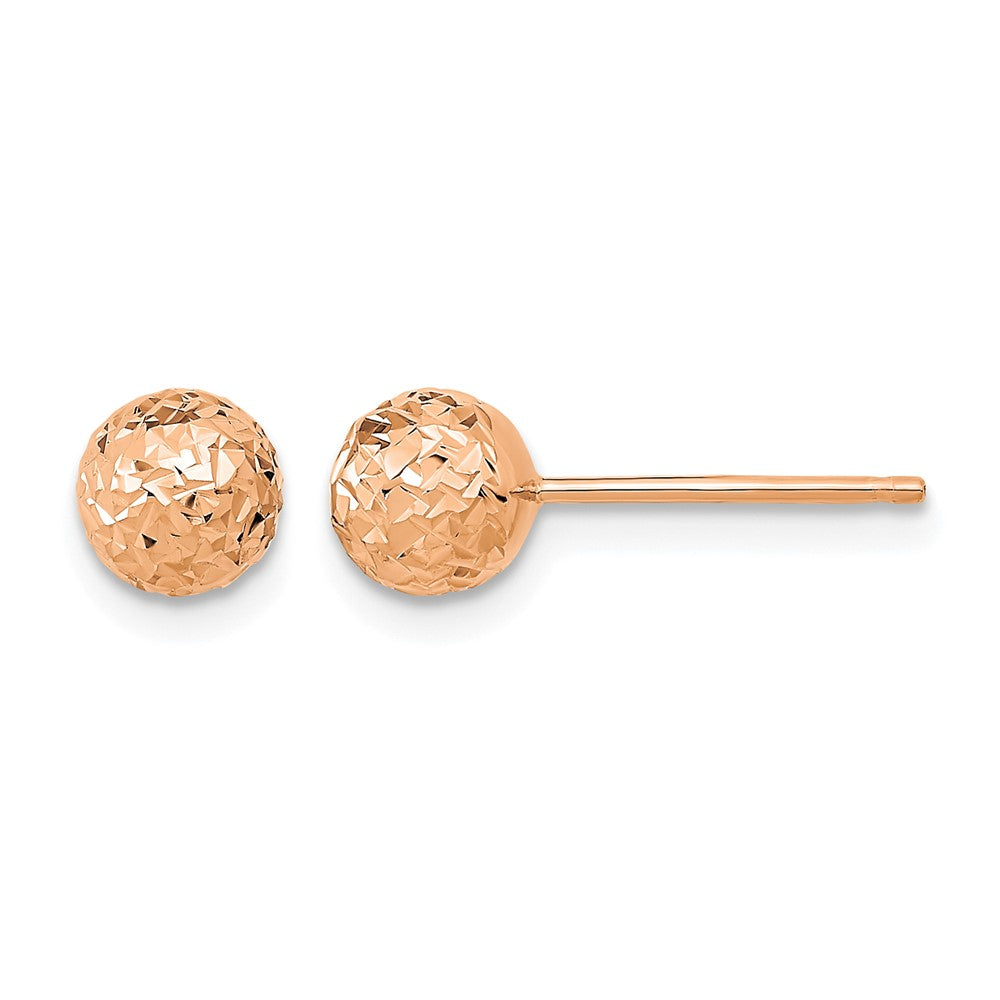 14k Rose Gold 6mm Diamond-Cut Ball Post Earrings