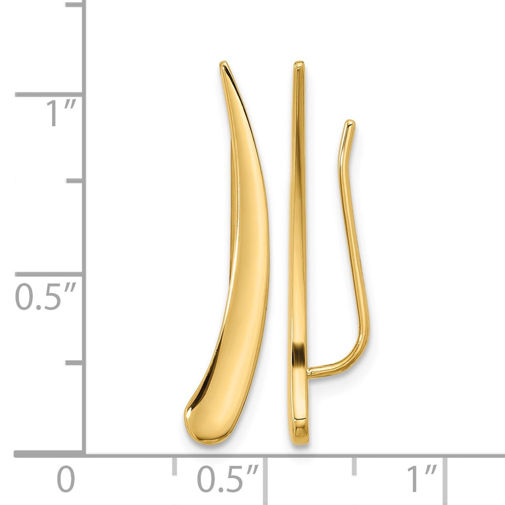 14k Gold Polished Pointed Ear Climber Earrings