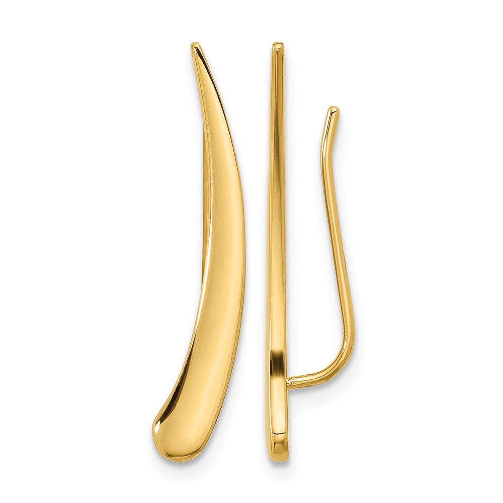 14k Gold Polished Pointed Ear Climber Earrings