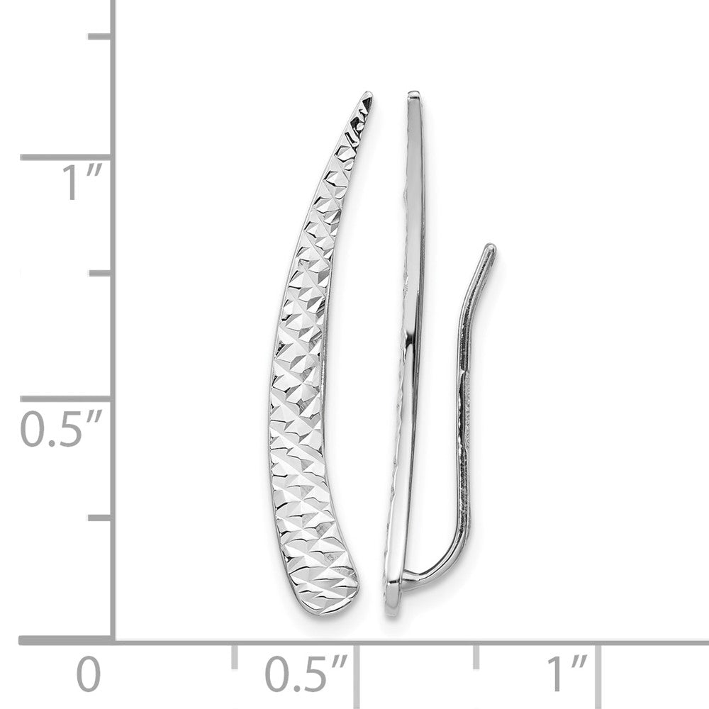 14k White Gold Polished and Textured Ear Climber Earrings