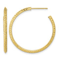 14k 2x25mm Polished Diamond-cut Round Hoop Post Earrings