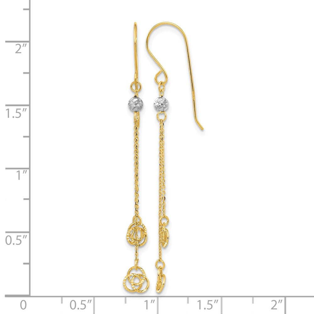 14k Two-tone Polished D/C Love Knot Dangle Shepherd Hook Earrings