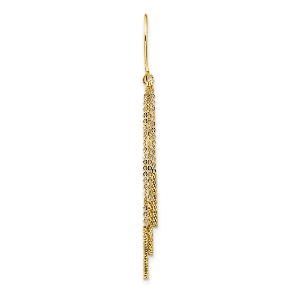 Single 14k Polished Diamond-cut Chain and Bar Shepherd Hook Earring
