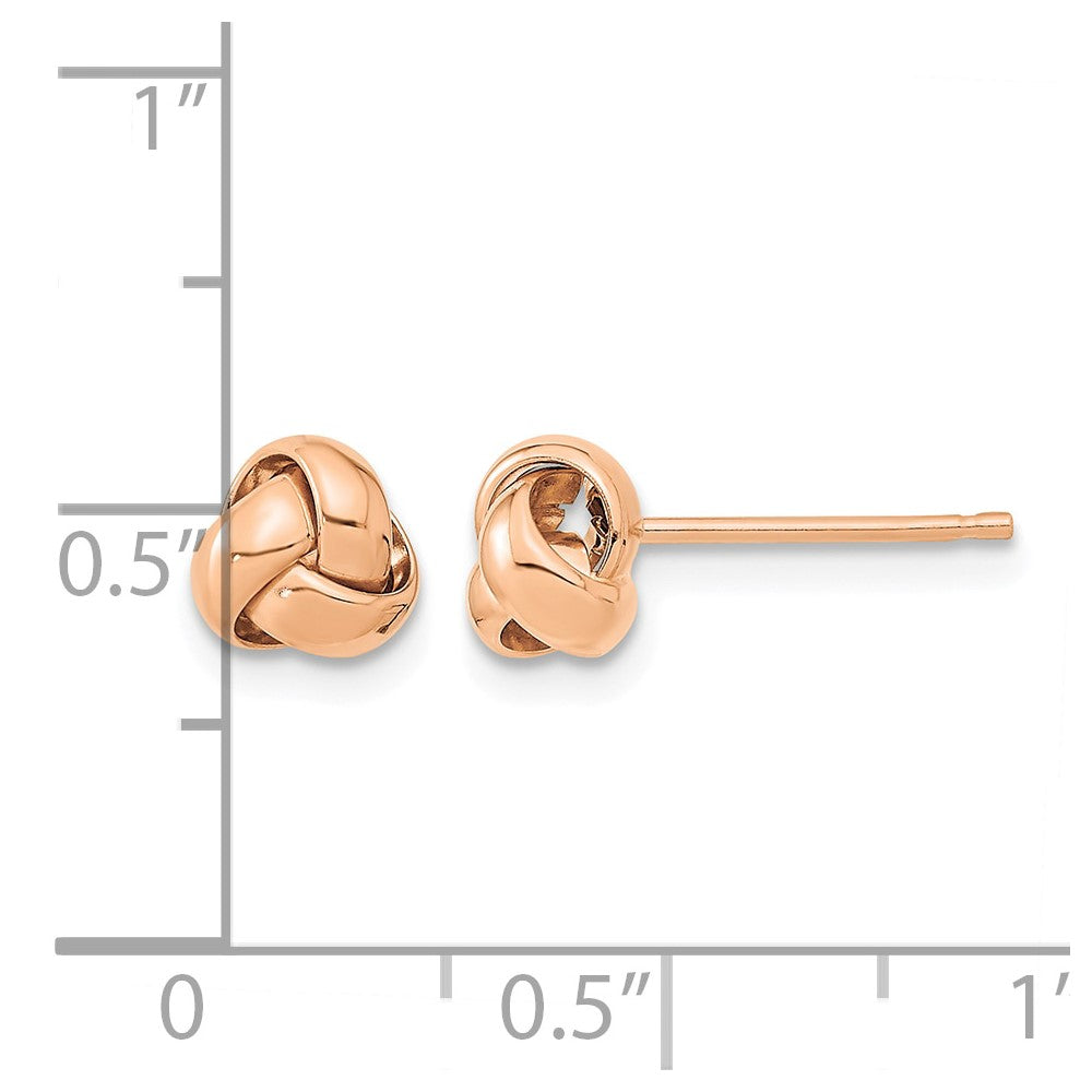 14k Rose Gold Polished Love Knot Post Earrings