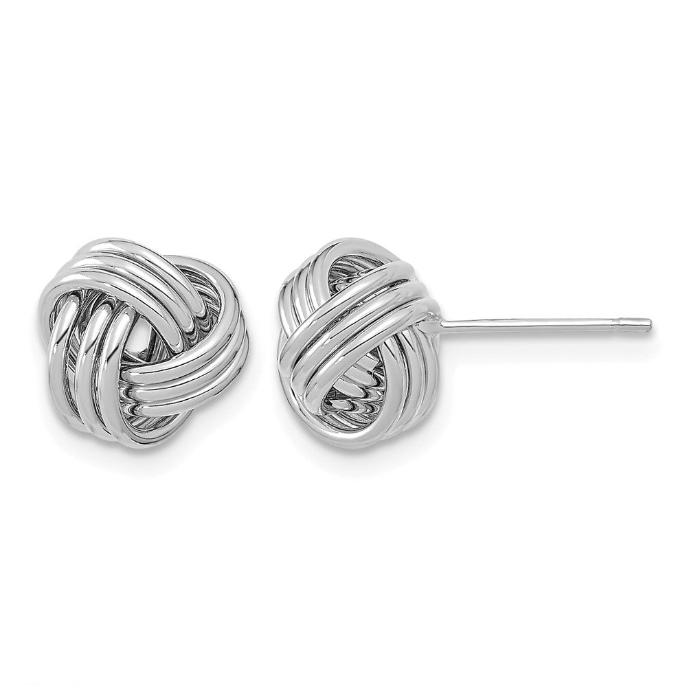 14k White Gold Polished Triple Love Knot Post Earrings