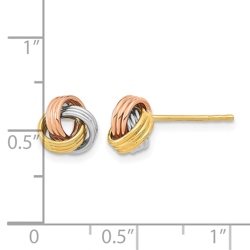 14k w/Rose and White Rhodium Polished Love Knot Post Earrings