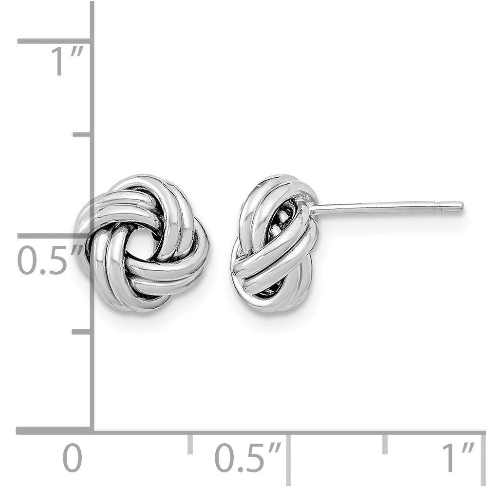 14k White Gold Polished Double Love Knot Post Earrings