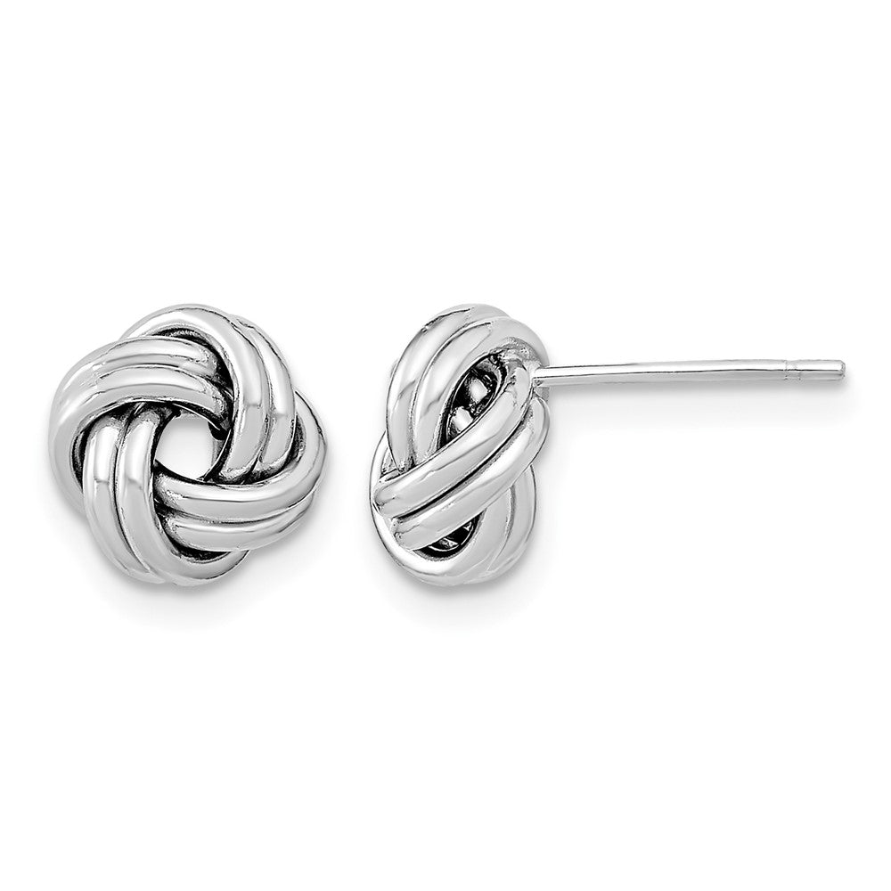 14k White Gold Polished Double Love Knot Post Earrings