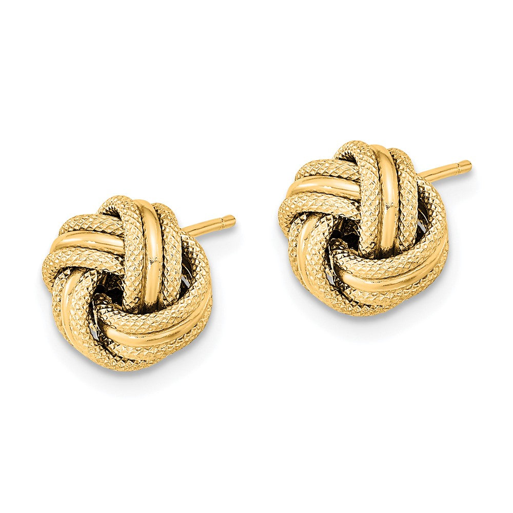 14k Polished Textured Triple Love Knot Earrings
