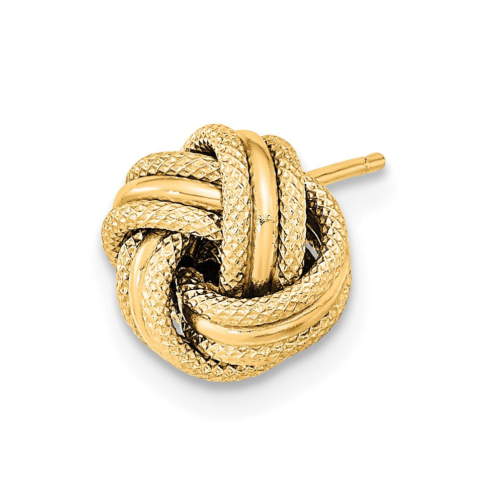 Single 14k Polished Textured Triple Love Knot Earring
