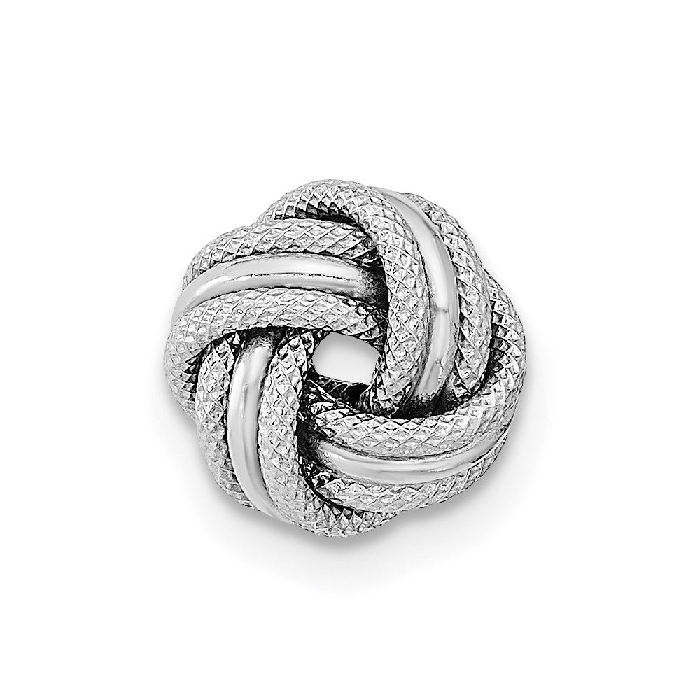Single 14k White Gold Polished Textured Triple Love Knot Post Earring