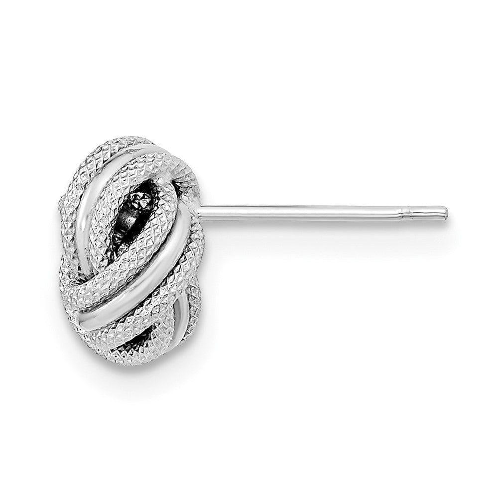 Single 14k White Gold Polished Textured Triple Love Knot Post Earring