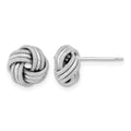 14k White Gold Polished Textured Triple Love Knot Post Earrings
