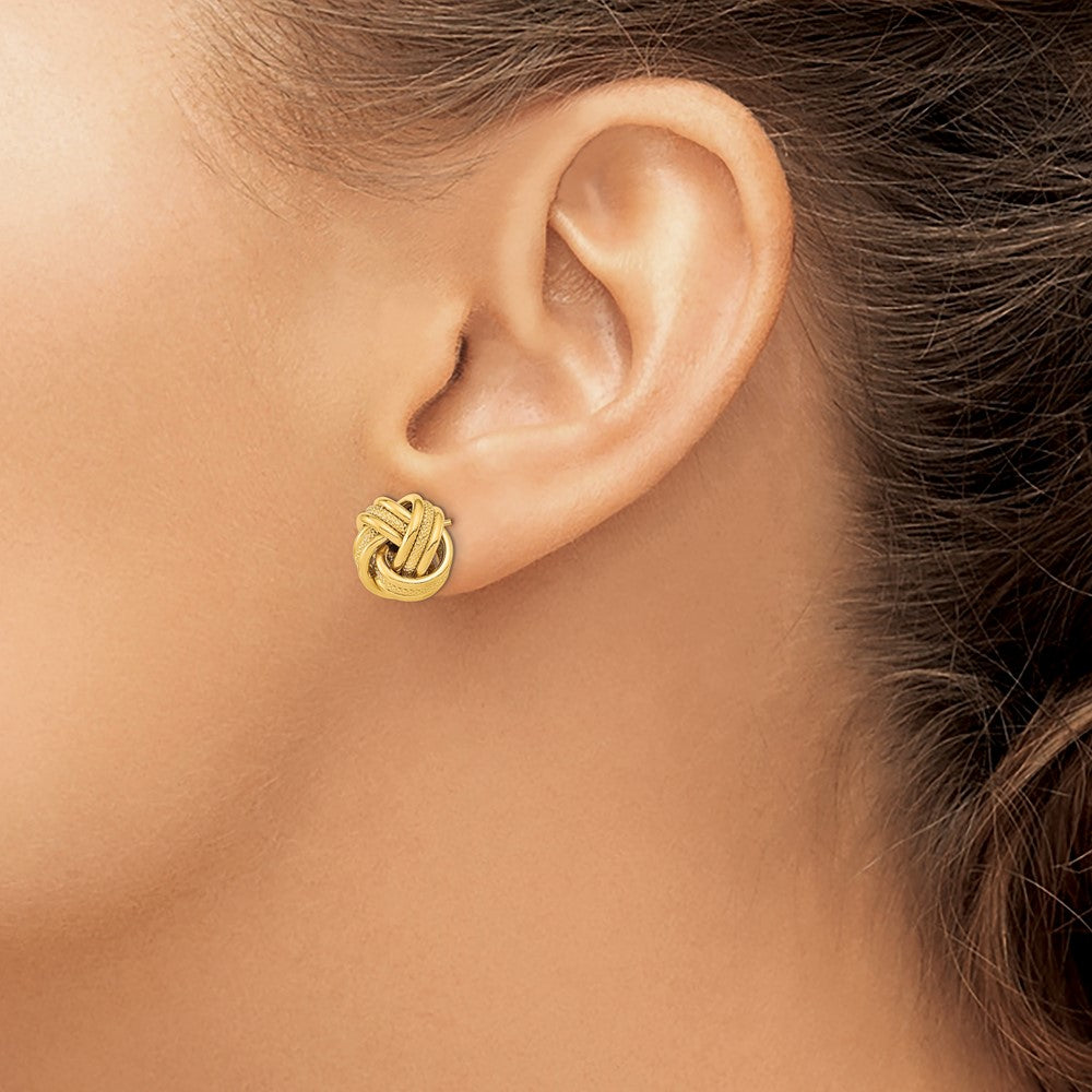 14k Polished Textured Triple Love Knot Post Earrings