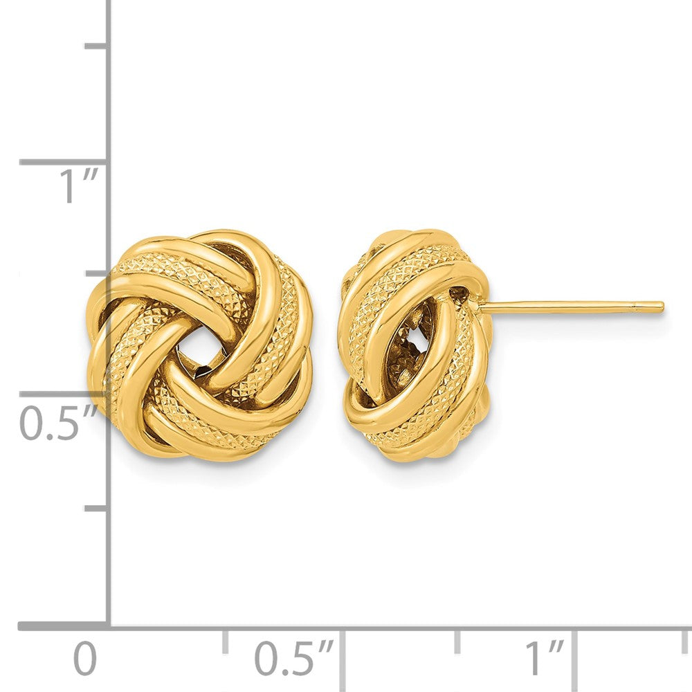 14k Polished Textured Triple Love Knot Post Earrings