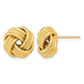 14k Polished Textured Triple Love Knot Post Earrings