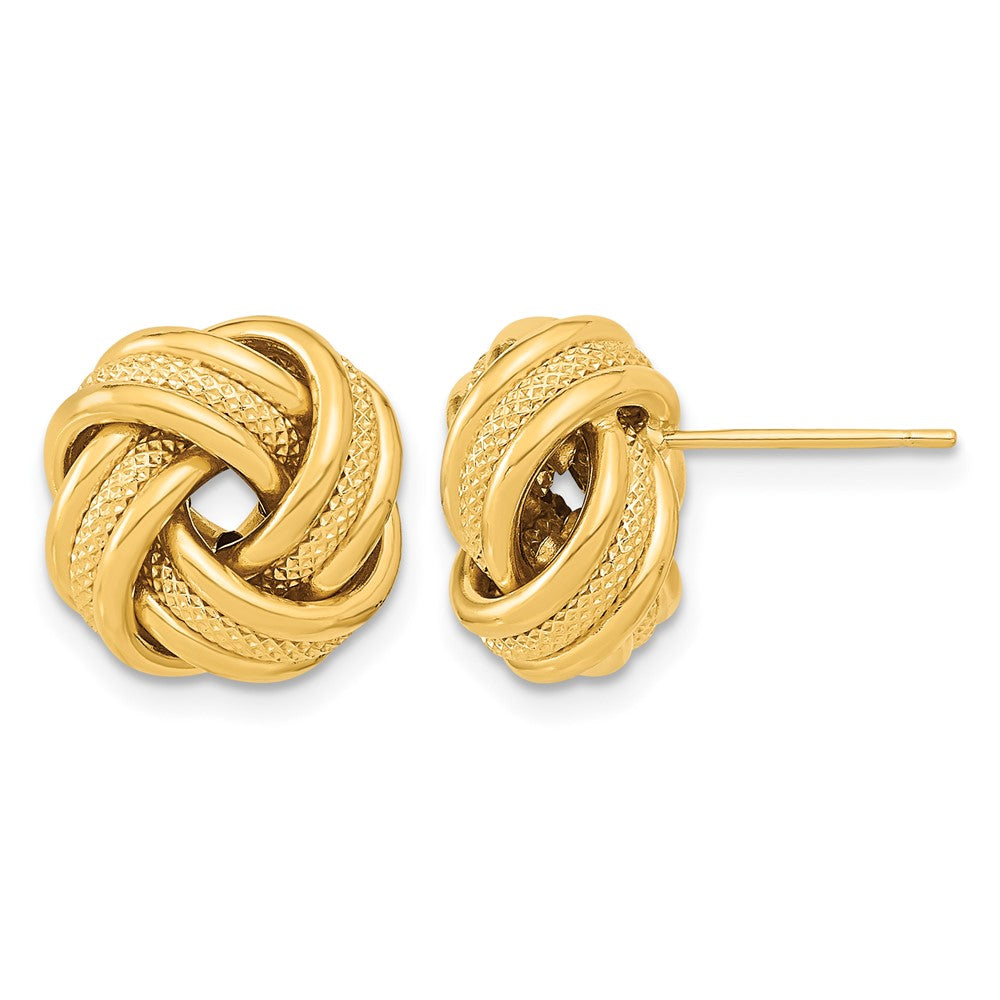14k Polished Textured Triple Love Knot Post Earrings