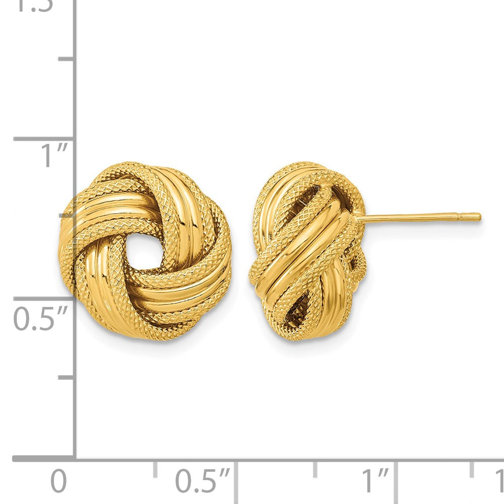 14k Polished Textured Love Knot Post Earrings