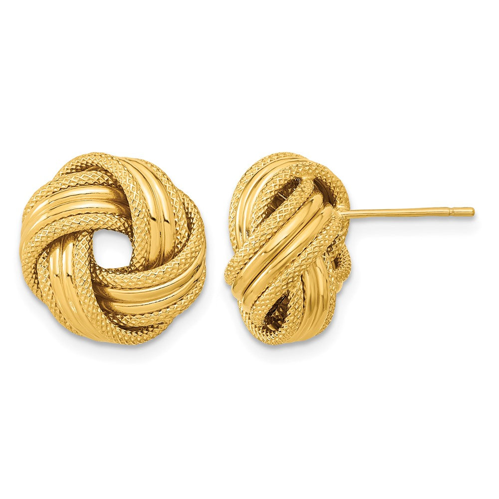 14k Polished Textured Love Knot Post Earrings