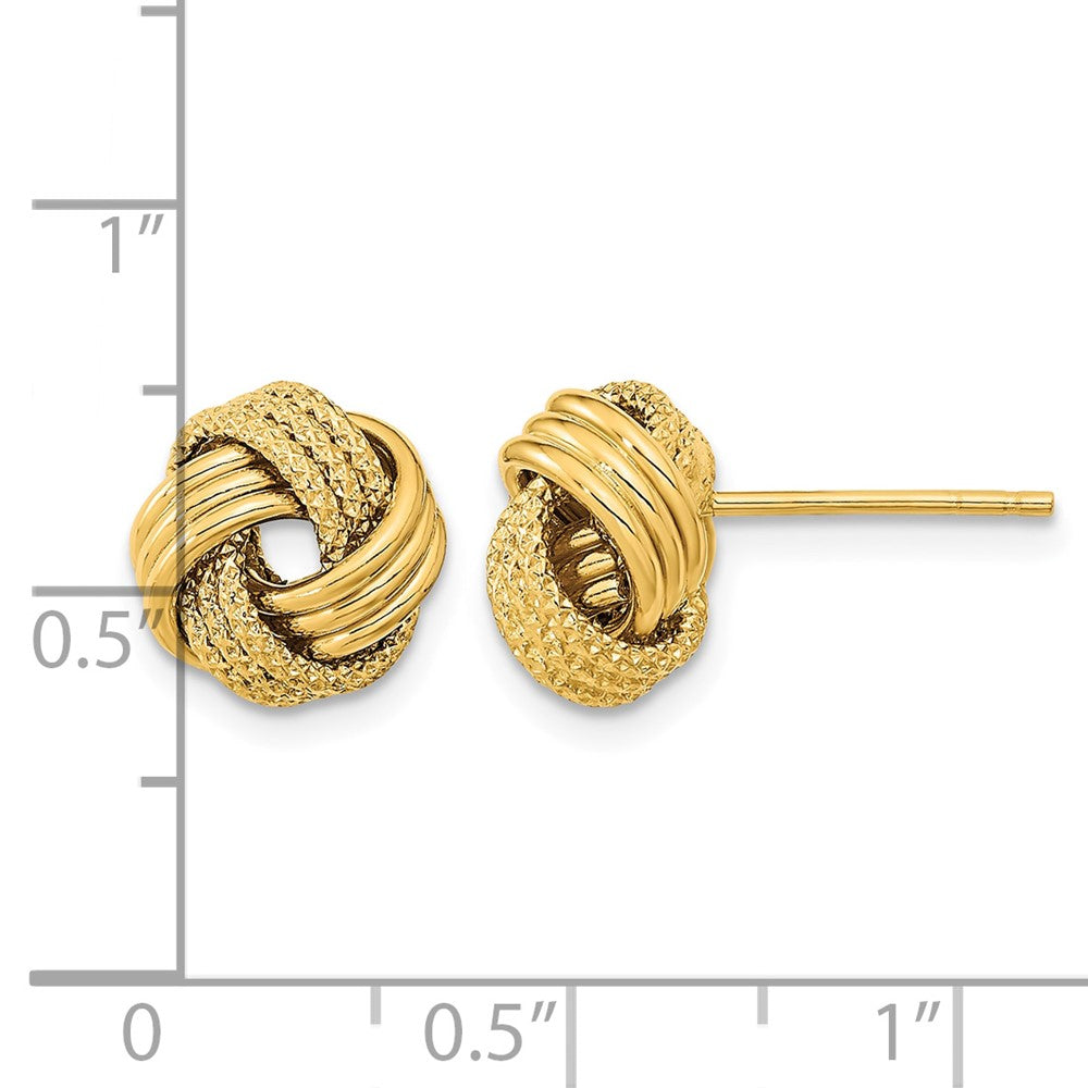 14k Polished Textured Love Knot Post Earrings