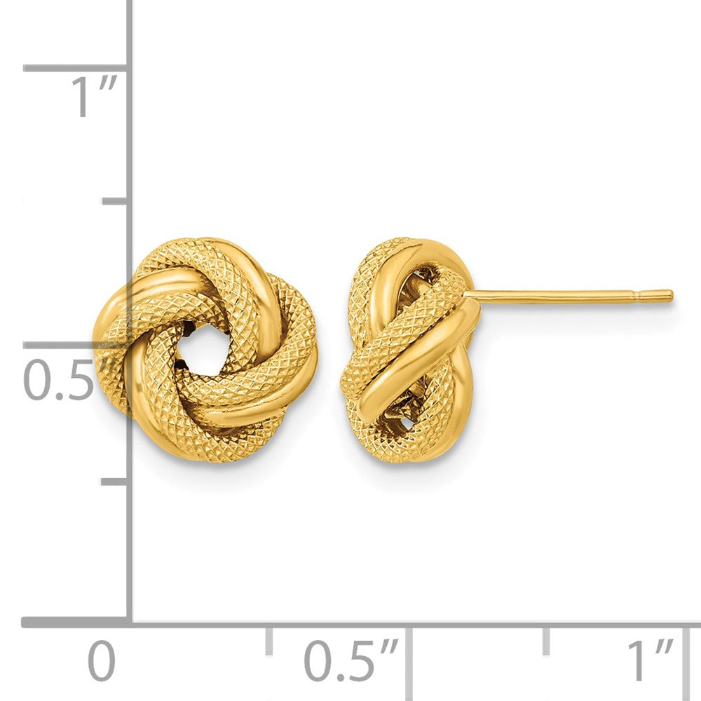 14k Polished Textured Double Love Knot Post Earrings