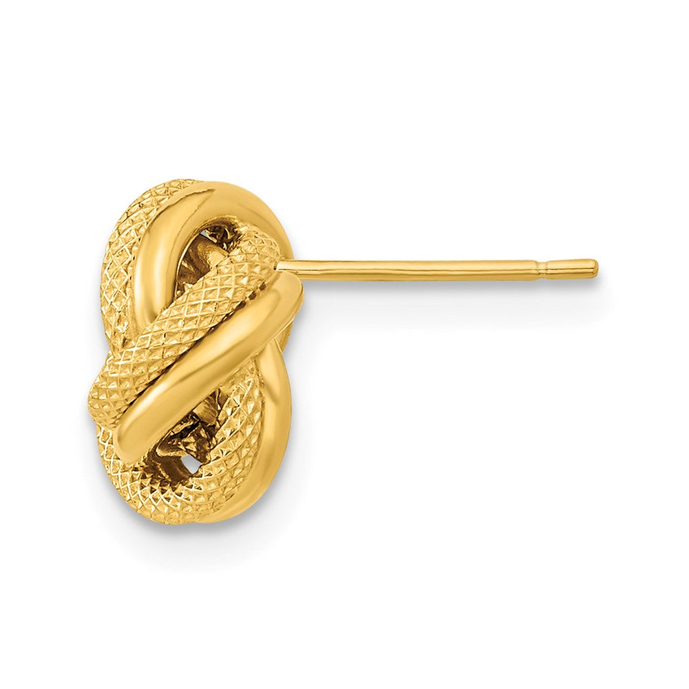 Single 14k Polished Textured Double Love Knot Post Earring