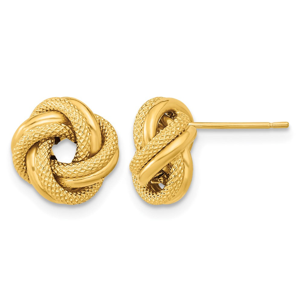 14k Polished Textured Double Love Knot Post Earrings