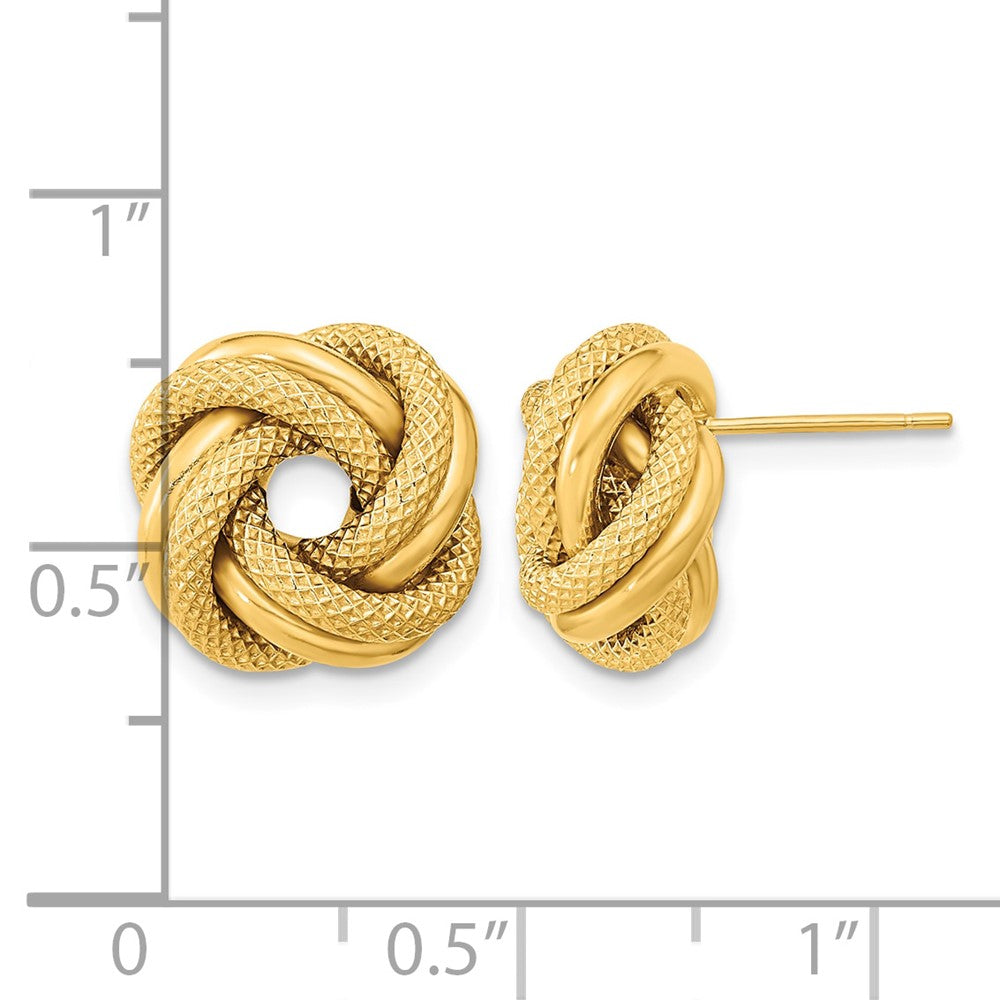 14k Polished Textured Double Love Knot Post Earrings
