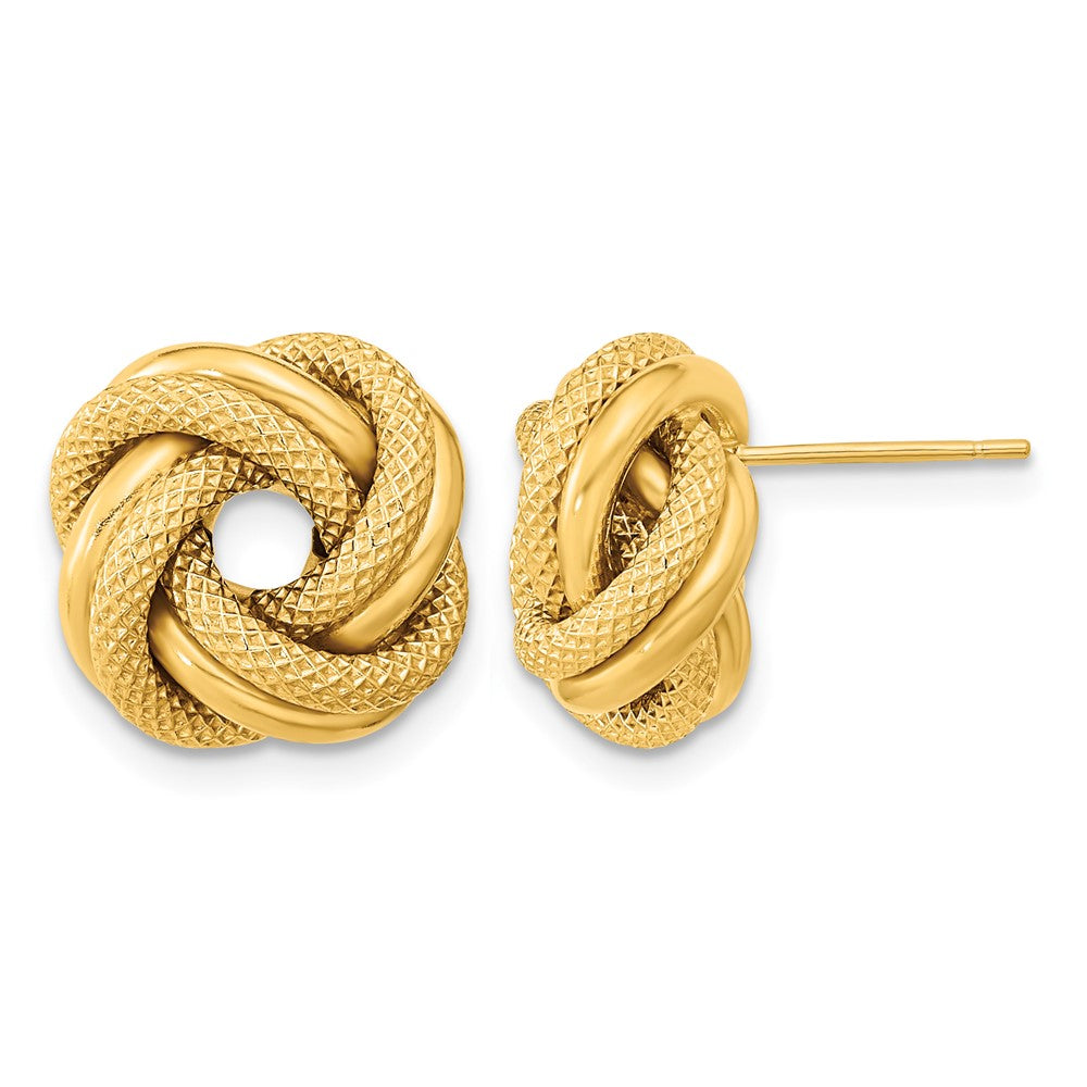 14k Polished Textured Double Love Knot Post Earrings