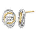 14k Two-Tone Polished & Textured Post Earrings