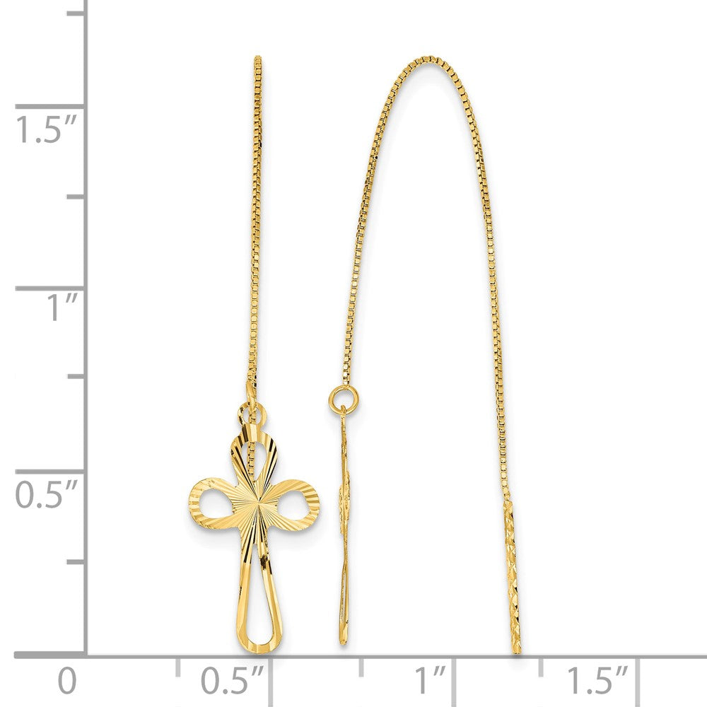 14k Polished D/C Box Chain w/Cross Threader Earrings