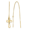 14k Polished D/C Box Chain w/Cross Threader Earrings